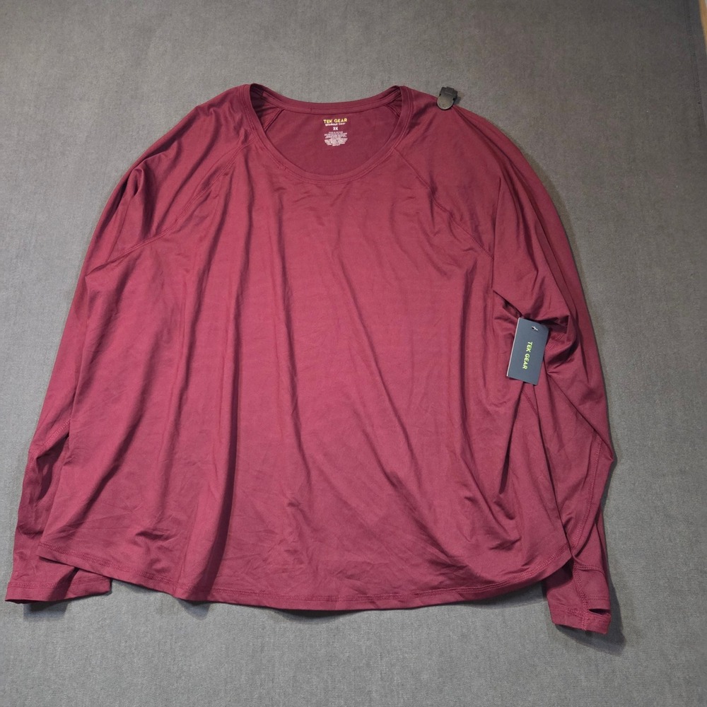 Tek Gear Performance Tee Womens 3X Sangria Red Long Sleeve Thumbhole WT24A101PS